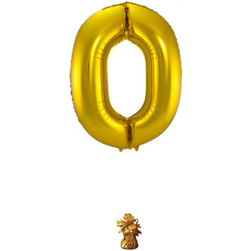 gouden folieballon cijfer 0 86 cm 12351 Party-Rent Almere