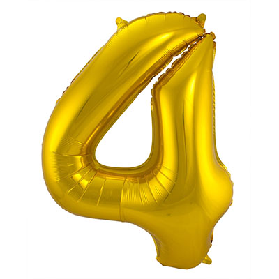 gouden folieballon cijfer 4 86 cm 12365 Party-Rent Almere